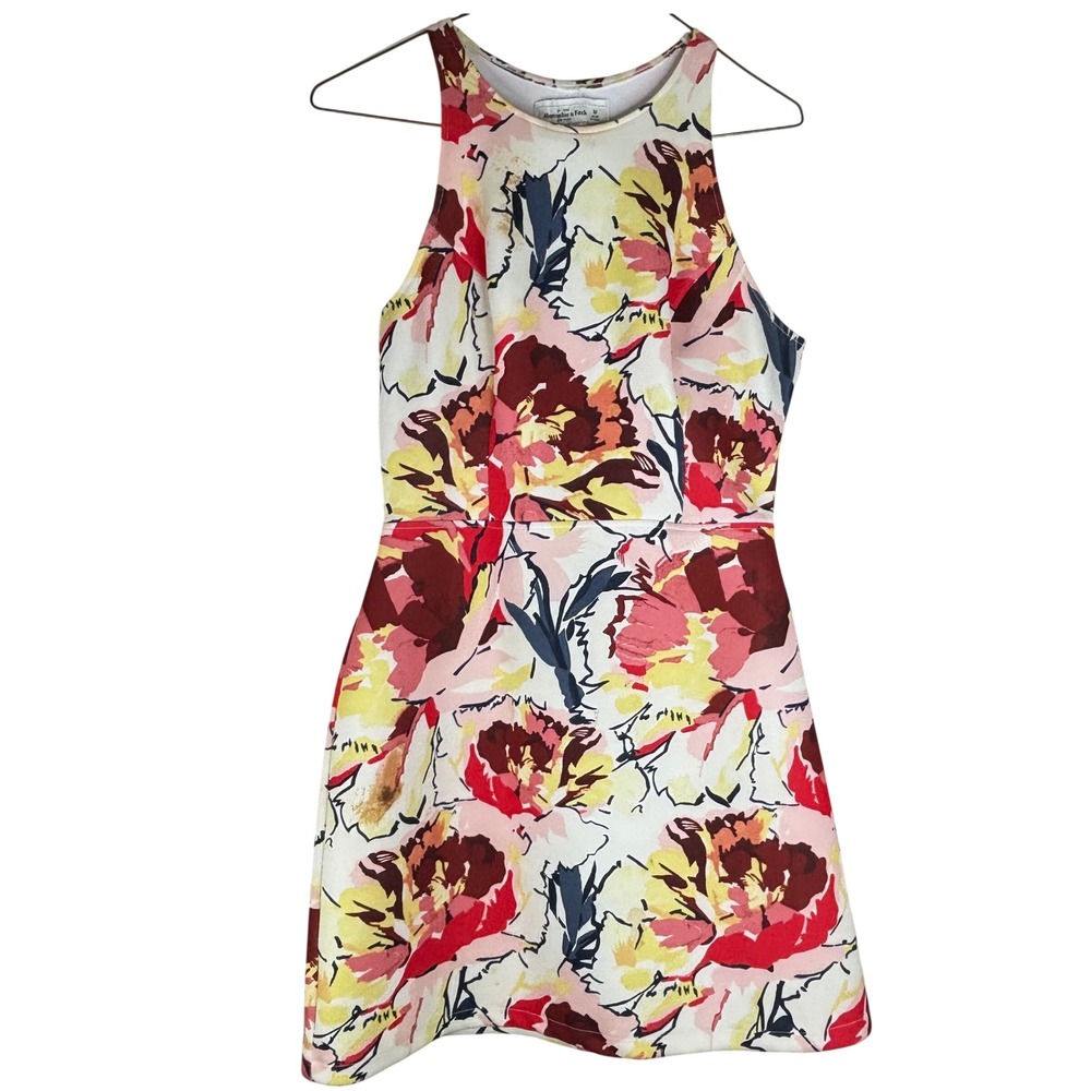 Abercrombie & Fitch Dress Womens M Multicolor Floral Scuba Cutout Sleeveless